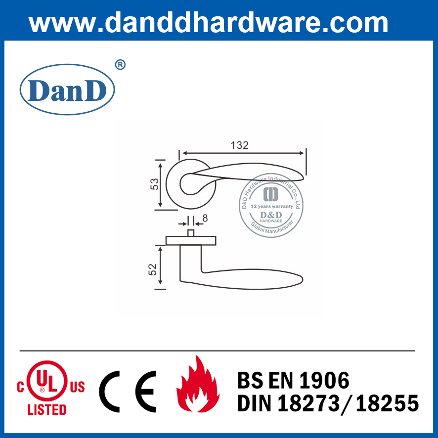 Stainless Steel 304 Round Rosette Door Handle for Metal Door-DDSH026