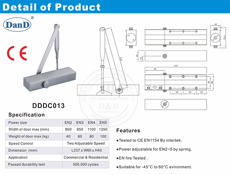 CE Adjusting Door Closer-D and D Hardware