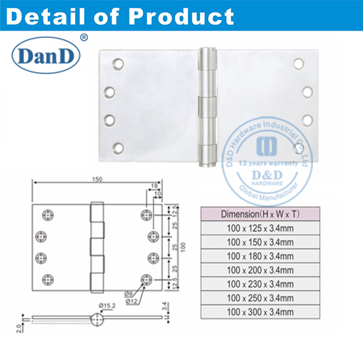 Stainless Steel Projection Hinge-D and D Hardware