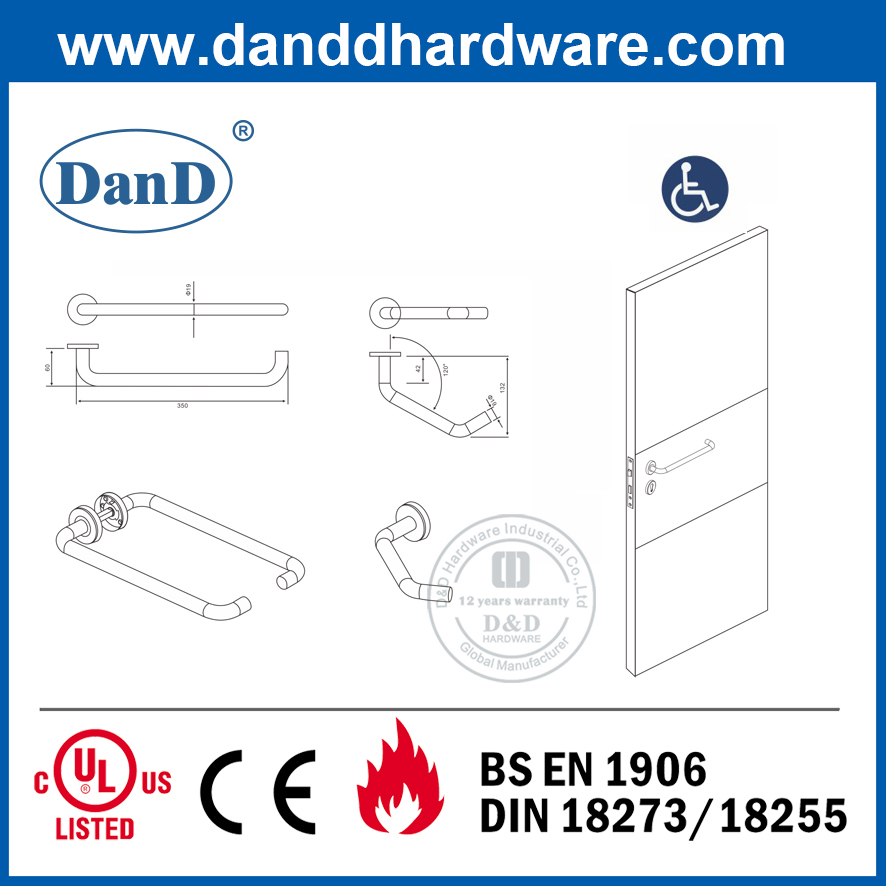 SS304 Handle Shape Length Design Tube Lever Disable Handle-DDTH037