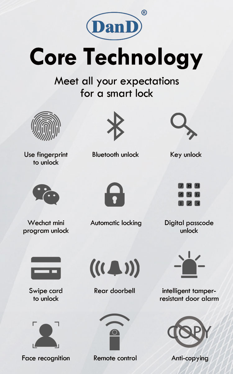 Fingerprint Digit Security Door Intelligent Lock Electric Smart Card Type Door Locks-DDFL061