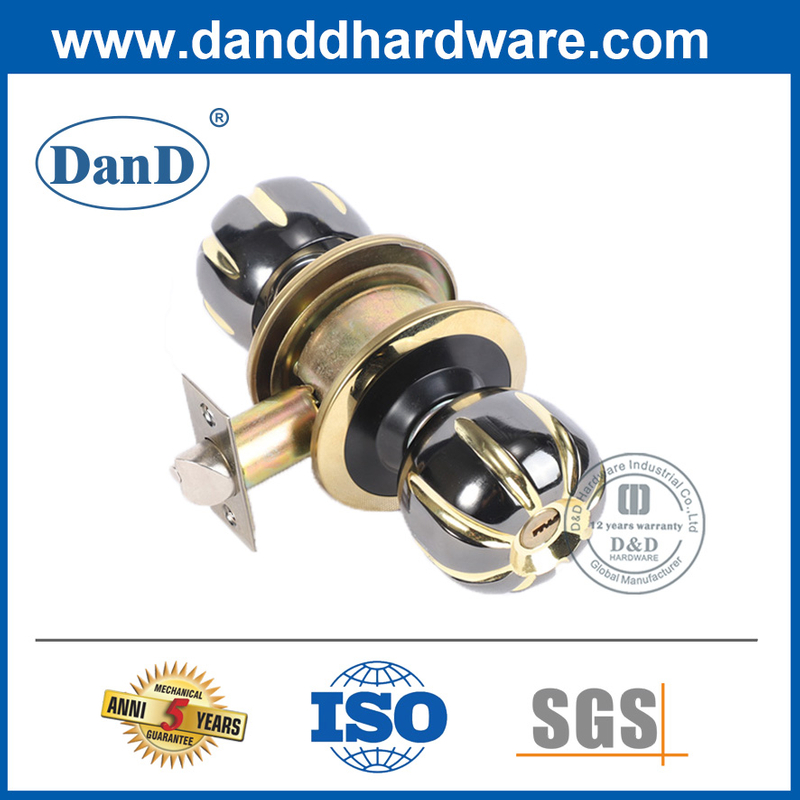 Black and Gold Finish Zinc Alloy Cylindrical Door Lock-DDLK058