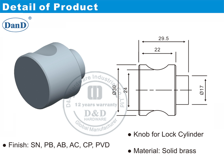 Konb for Door Cylinder-D and D Hardware