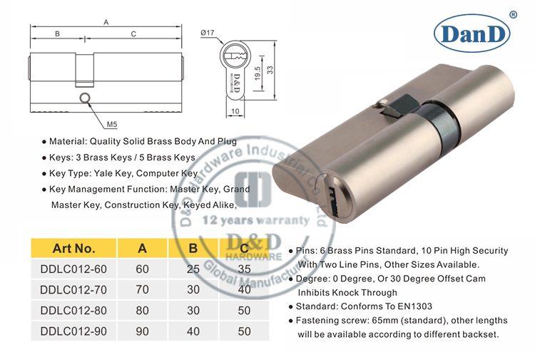 Euro Door Lock Cylinder-D&nbsp;and&nbsp;D&nbsp;Hardware