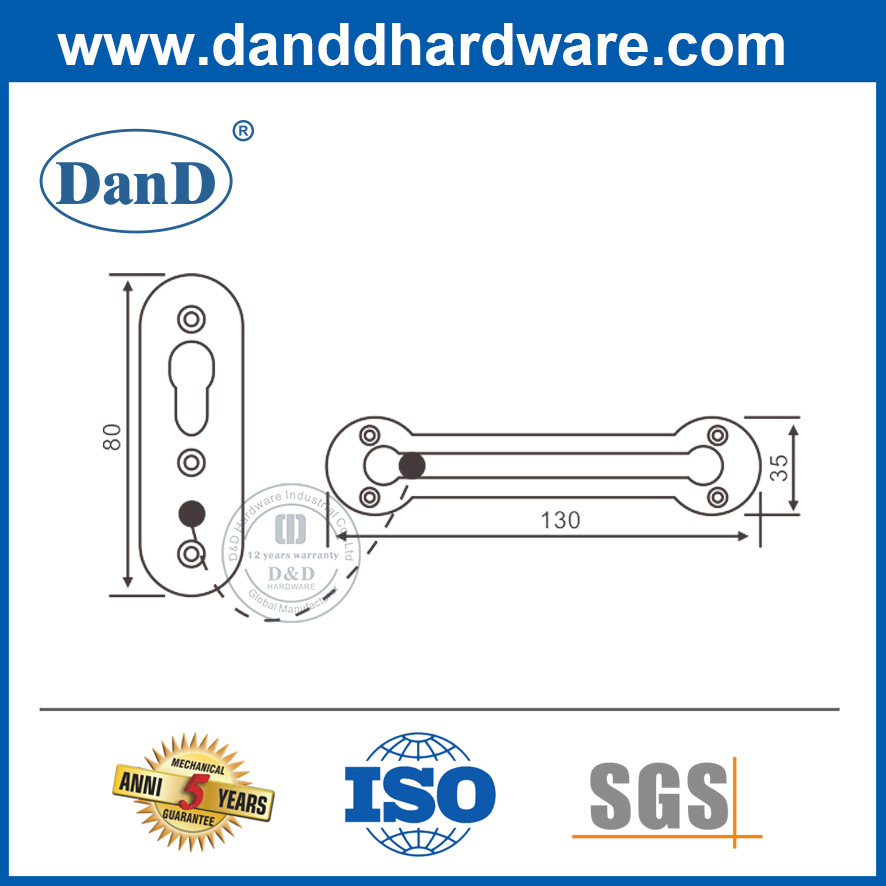 Zinc Alloy Polished Brass Front Door Security Chain-DDDG003