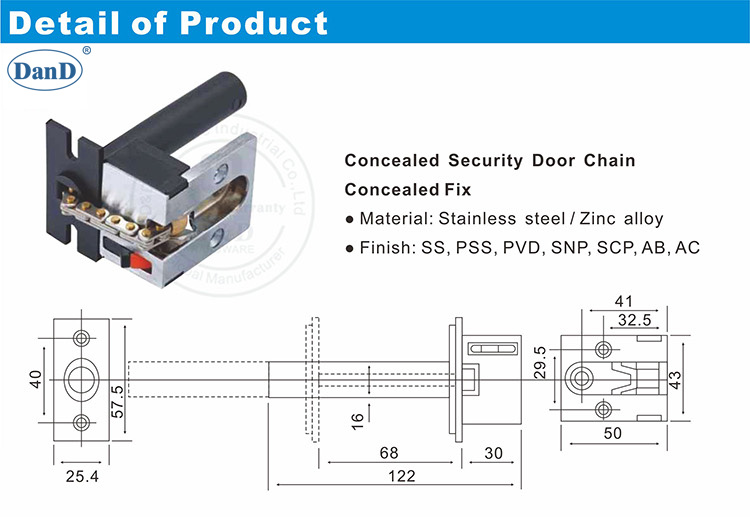 lnternal Door Concealed Security Chain-D and D Hardware