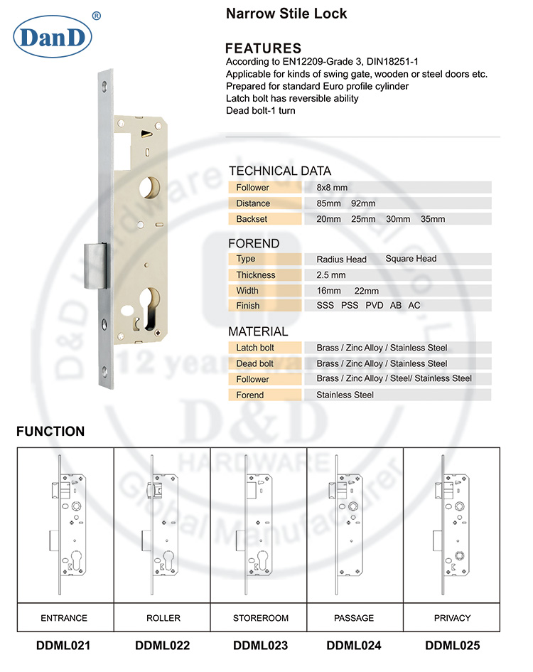 Storeroom Narrow Stile Lock-D and D Hardware