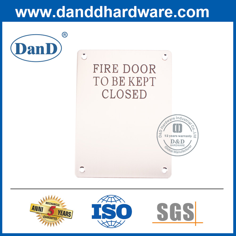 Stainless Steel Fire Door Signature Sign Plate-DDSP010