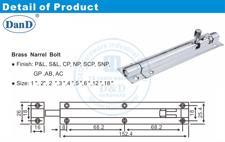 Wooden Door Bolt-D and D Hardware