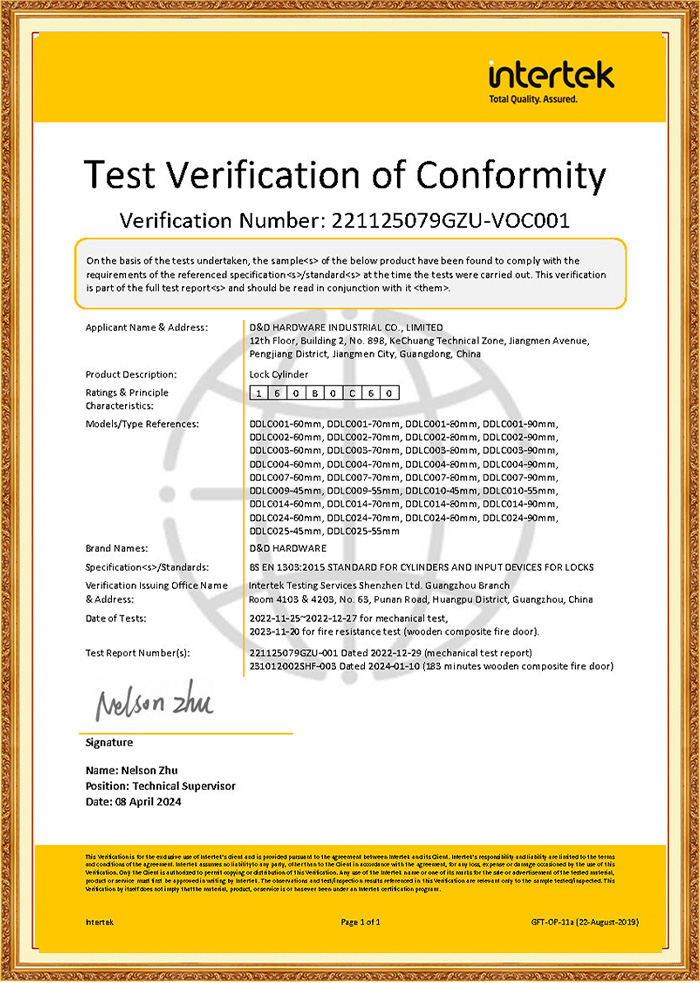 BS EN1303 Lock Cylinder