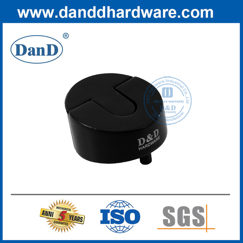 Modern Round Type Matt Black Rubber Door Stopper in Stainless Steel-DDDS006