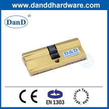 Euro Profile Mortise Lock Cylinder EN1303 Gold Solid Brass Door Lock Cylinder-DDLC003-60mm-PB