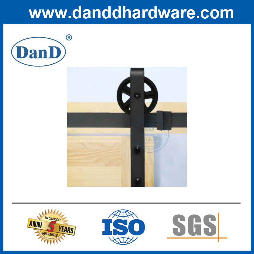  Modern Design Sliding Barn Door Hardware Kit Popular Wheel Shape Roller Mat Black Face Mounting-DDBD010