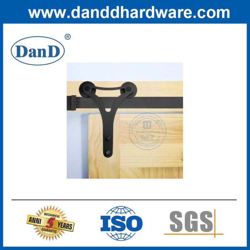 Sliding Wooden Door Hanging Double Wood Barn Door Hardware Track Rail Fitting Track Kit-DDBD009