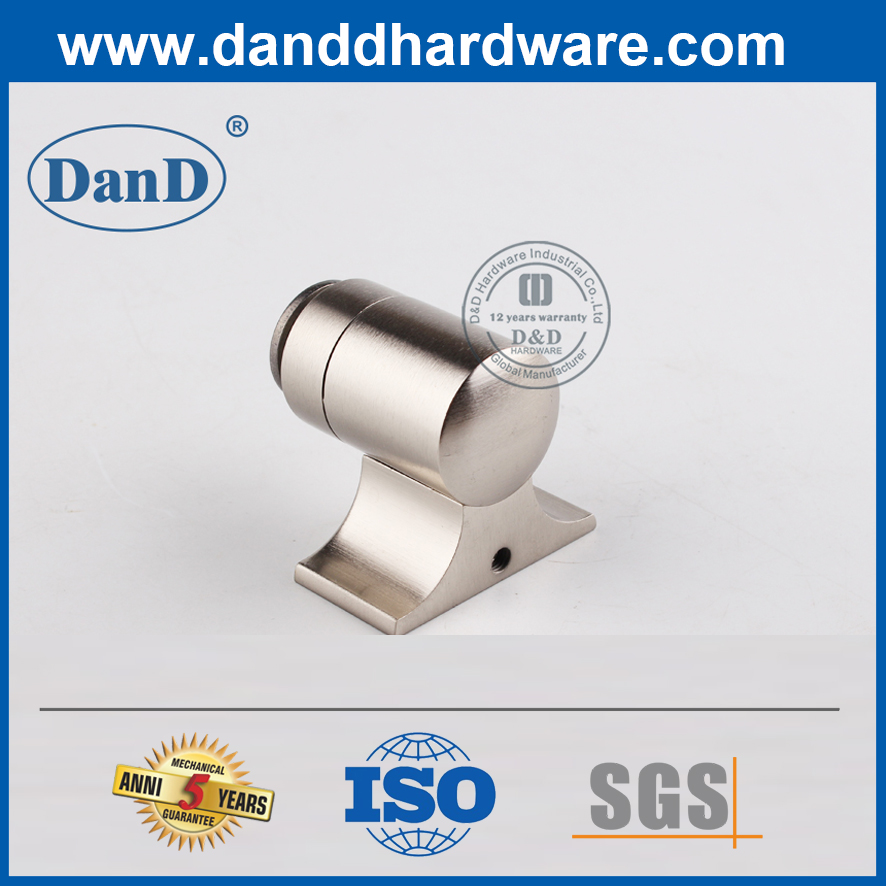 Satin Nickel Magnetic Door Holder Zinc Alloy Modern Doorstops on Floor-DDDS033