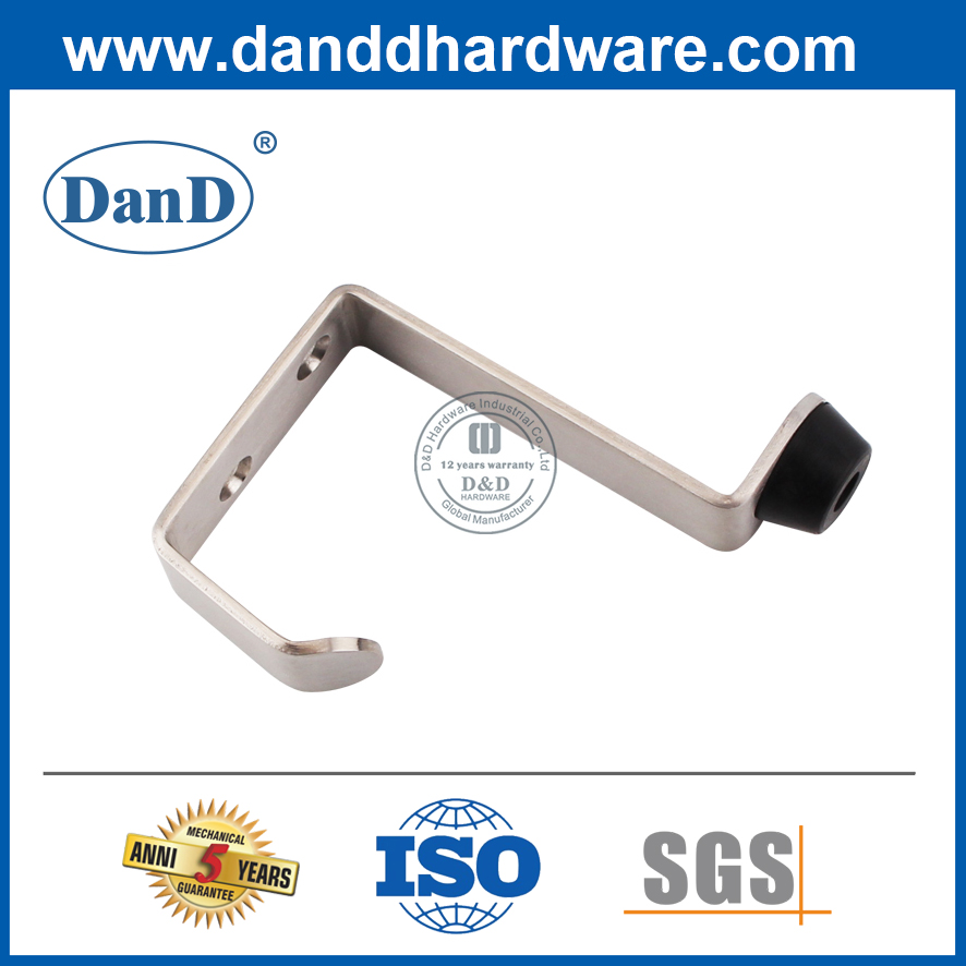Stainless Steel Wall Door Stop with Coat Hook for Bathroom-DDDS025