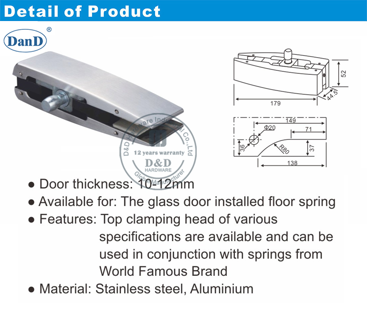 SS316 Glass Door Patch Fitting-D and D Hardware