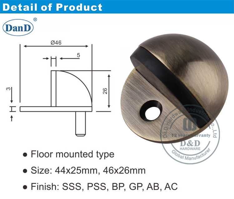 Antique Brass Door Stop-D and D Hardware