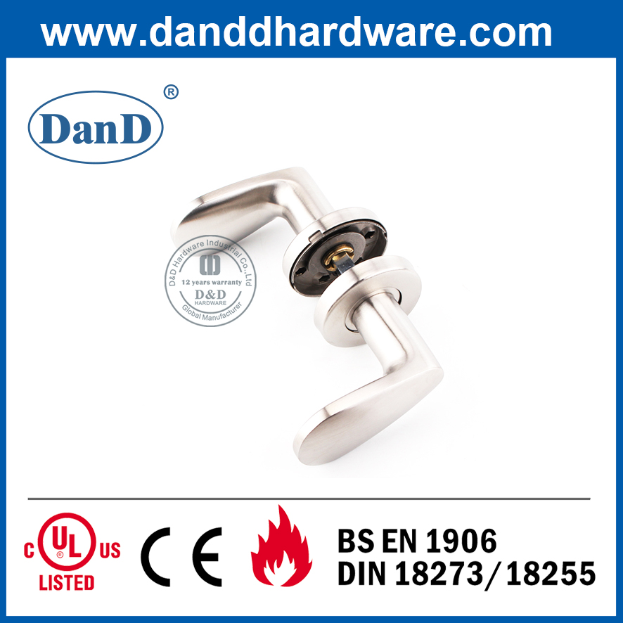 SS304 Simple Design Solid Lever on Rose Door Handle-DDSH038