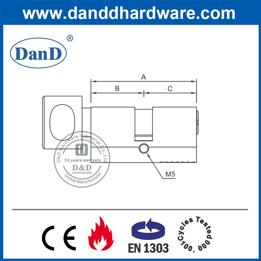 Best Euro Oval Bathroom Door Lock Cylinder with Thumbturn-DDLC006