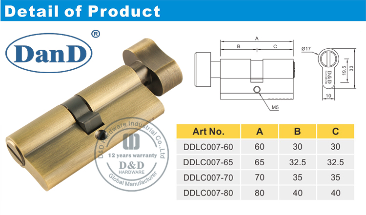Antique Brass Door Lock Cylinder-D and D Hardware