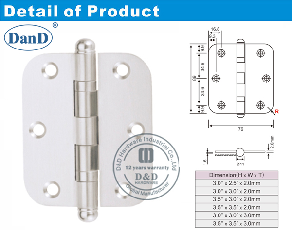 Stainless Steel Door Hinge With Ball Tip-D and D Hardware