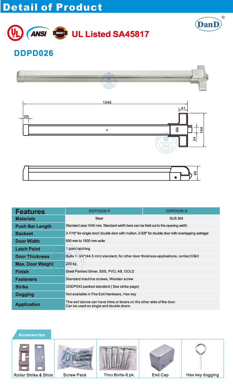 panic bar dogging device