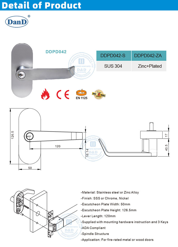 CE panic exit device