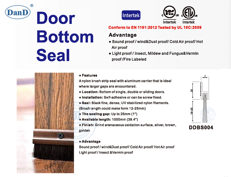 Drop Seals Nylon Brush Front Door Bottom Seal Sliding Door Bottom Seal