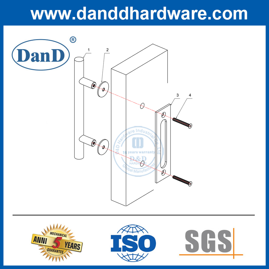 Outdoor Barn Door Hardware Stainless Steel Double Sided Barn Door Handle-DDBD101