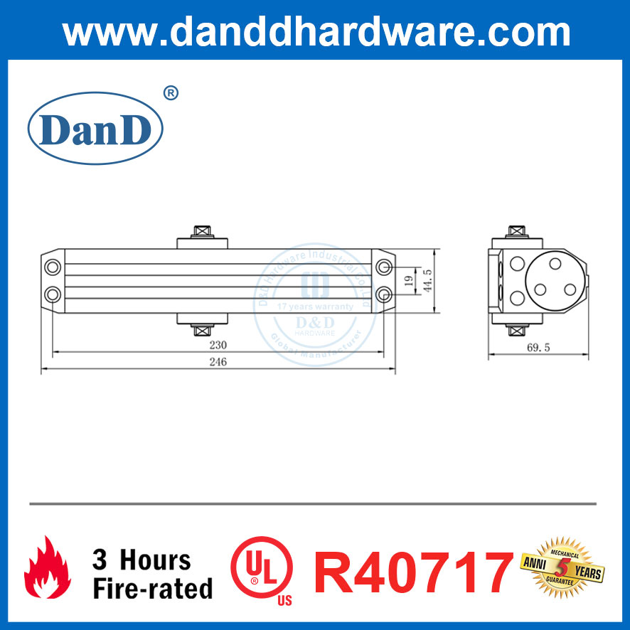 Traditional American Style Medium & Heavy Duty UL Fire Rated Door Closer for Commercial Doors -DDDC058
