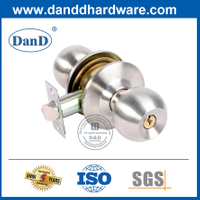 Silver Zinc Alloy Round Door Handle Knob with Lock-DDLK041