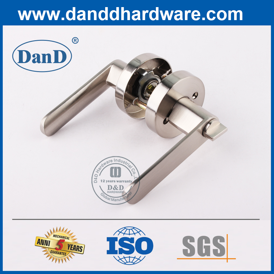 Silver One Way Locking Zinc Alloy Tubular Lever Lockset-DDLK095