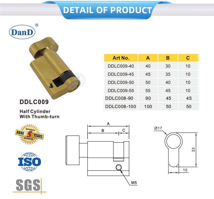 Half Cylinder with Thumbturn