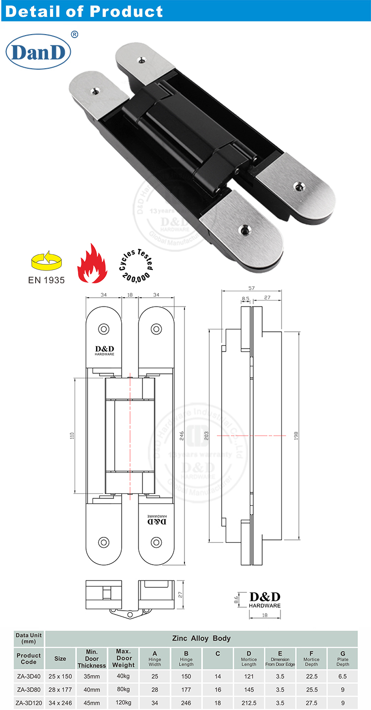 Fire Rated HIdden Hinge