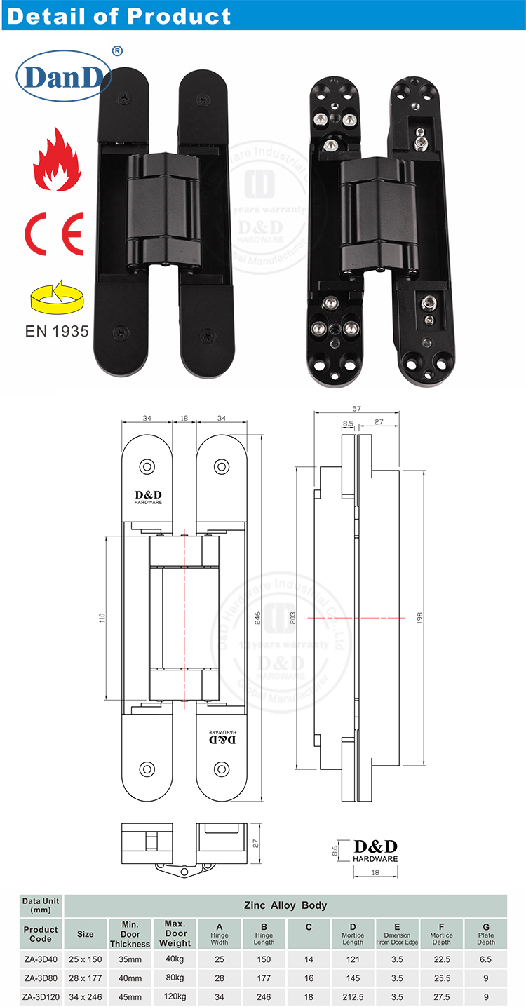 120KG Concealed Hinge