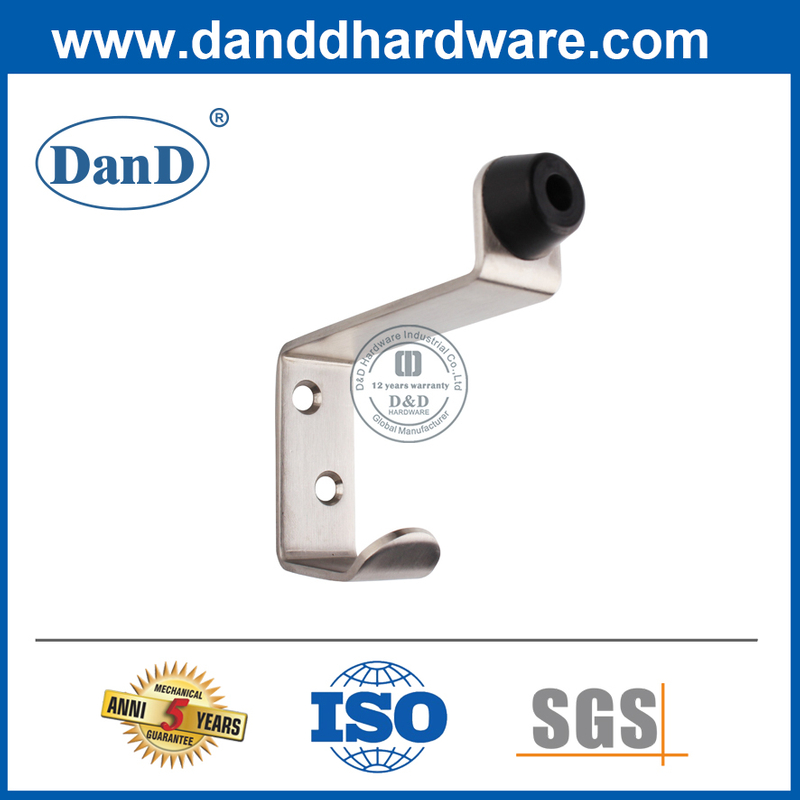 Stainless Steel Door Stopper with Coat Hook for Public Toilet-DDDS024