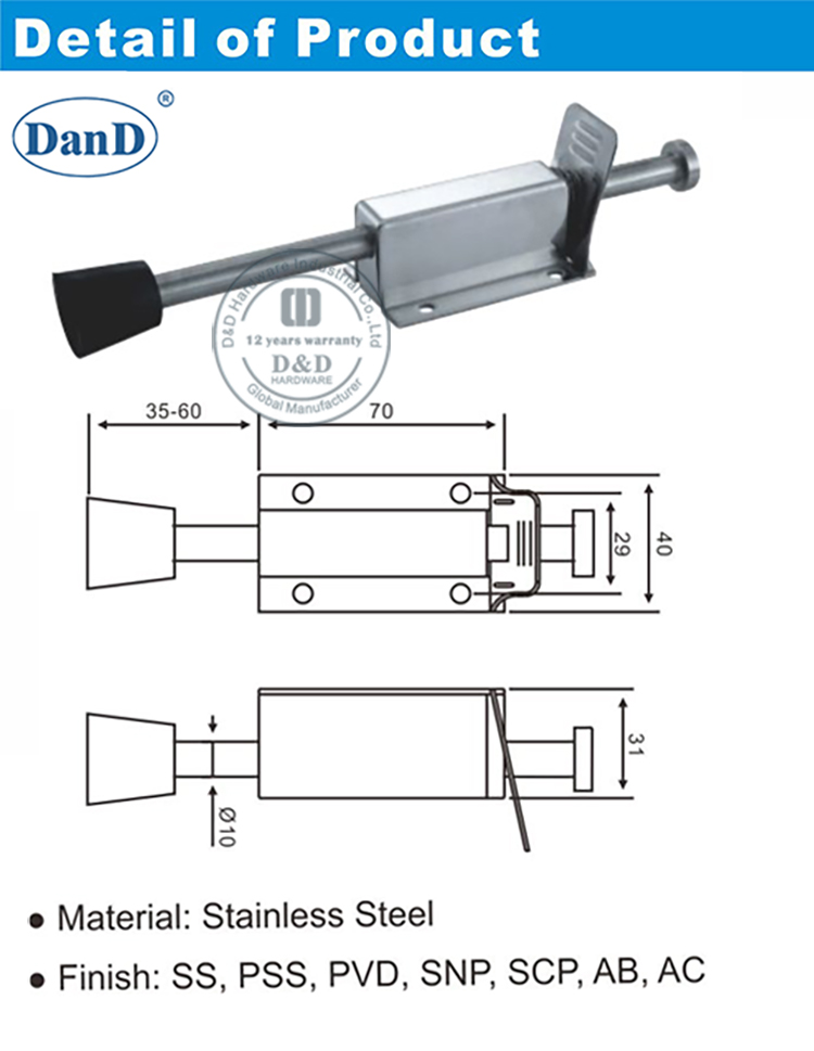 Spring Door Stop-D and D Hardware