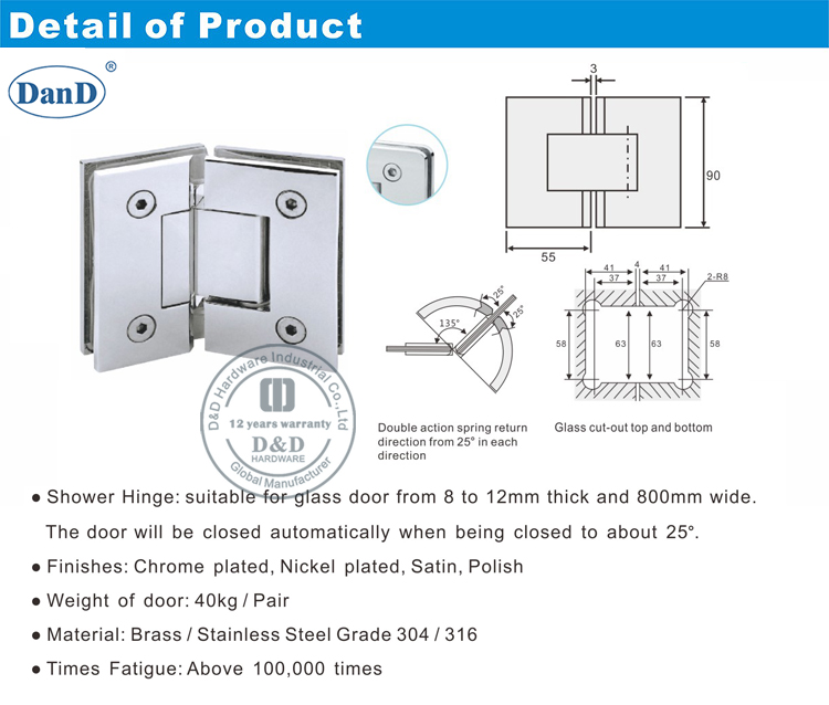 Hotel Door Glass Hinge-D and D Hardware