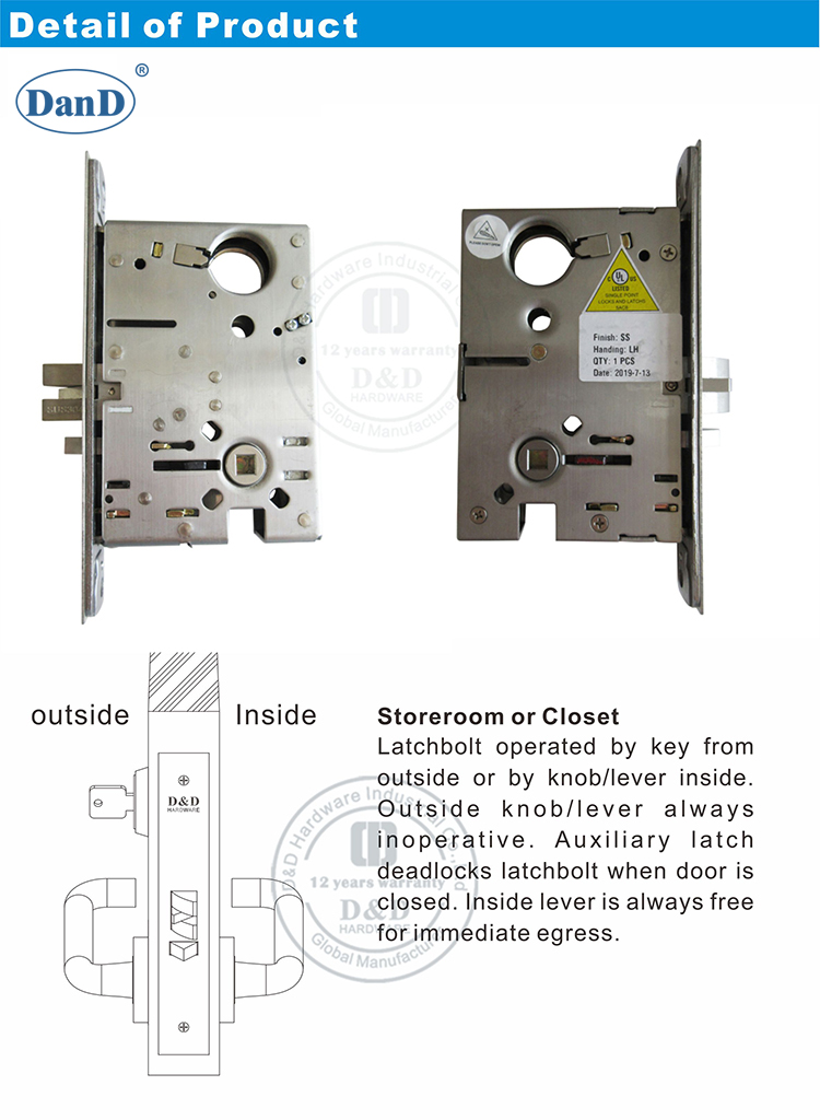 Fire Rated Door Lock-D and D Hardware