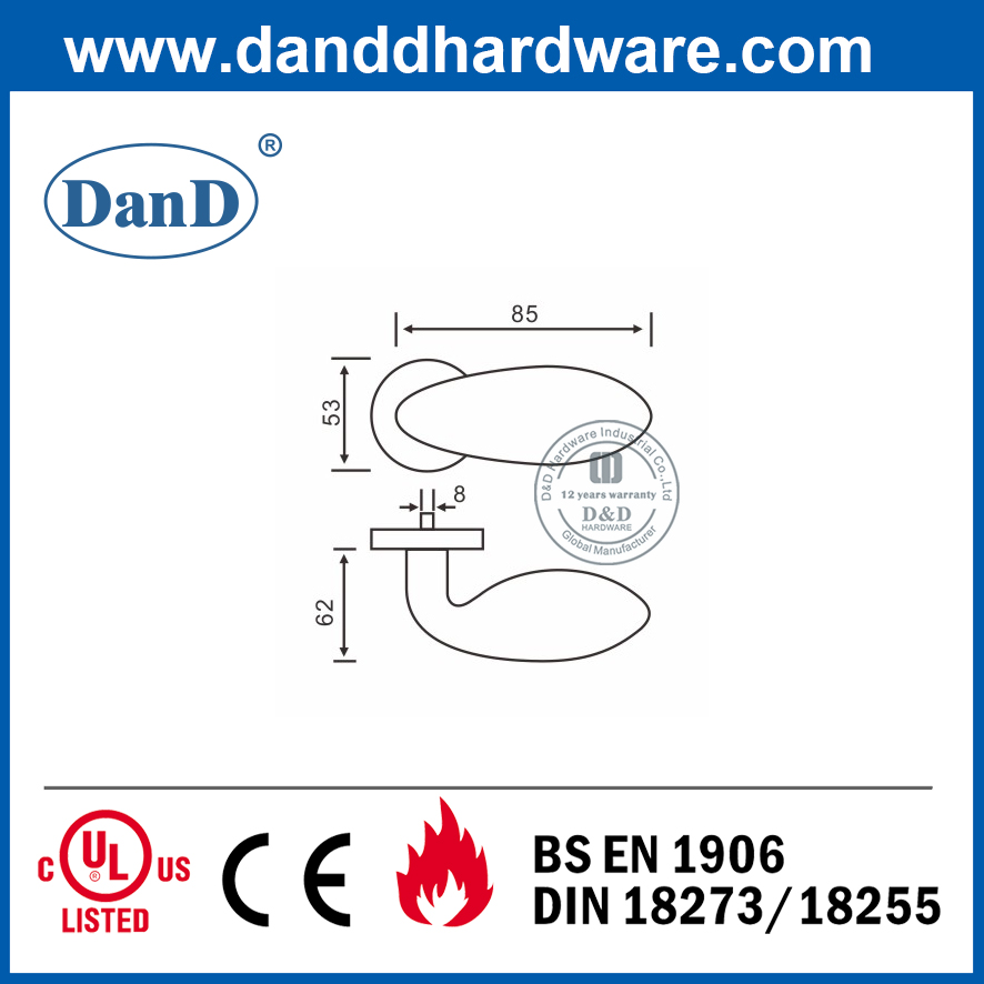 Special Stainless Steel 304 Privacy Door Lever for Internal Door-DDSH030