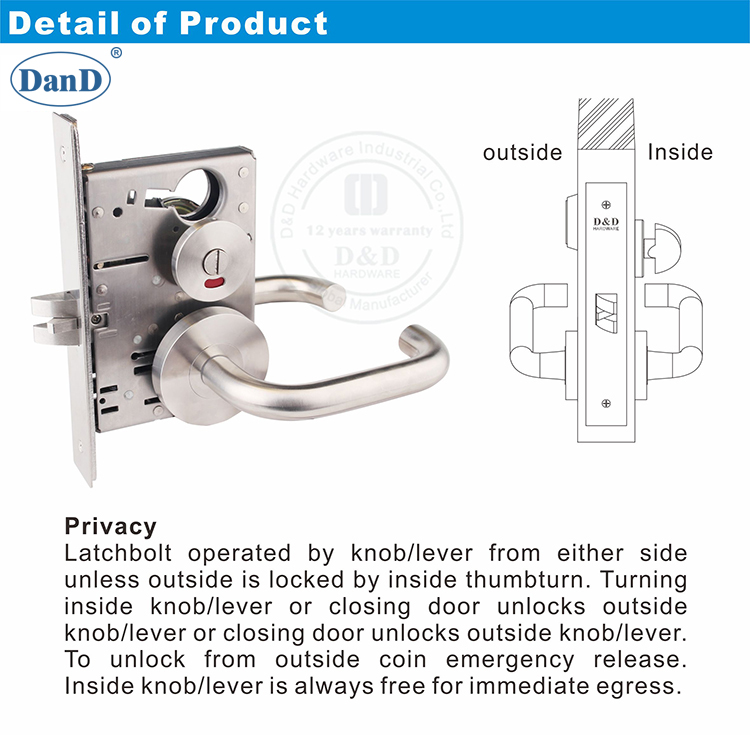 Mortise Lock for Double Door-D and D Hardware