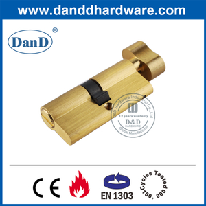 Satin Brass Keyless Bathroom Door Lock Thumbturn Cylinder-DDLC007