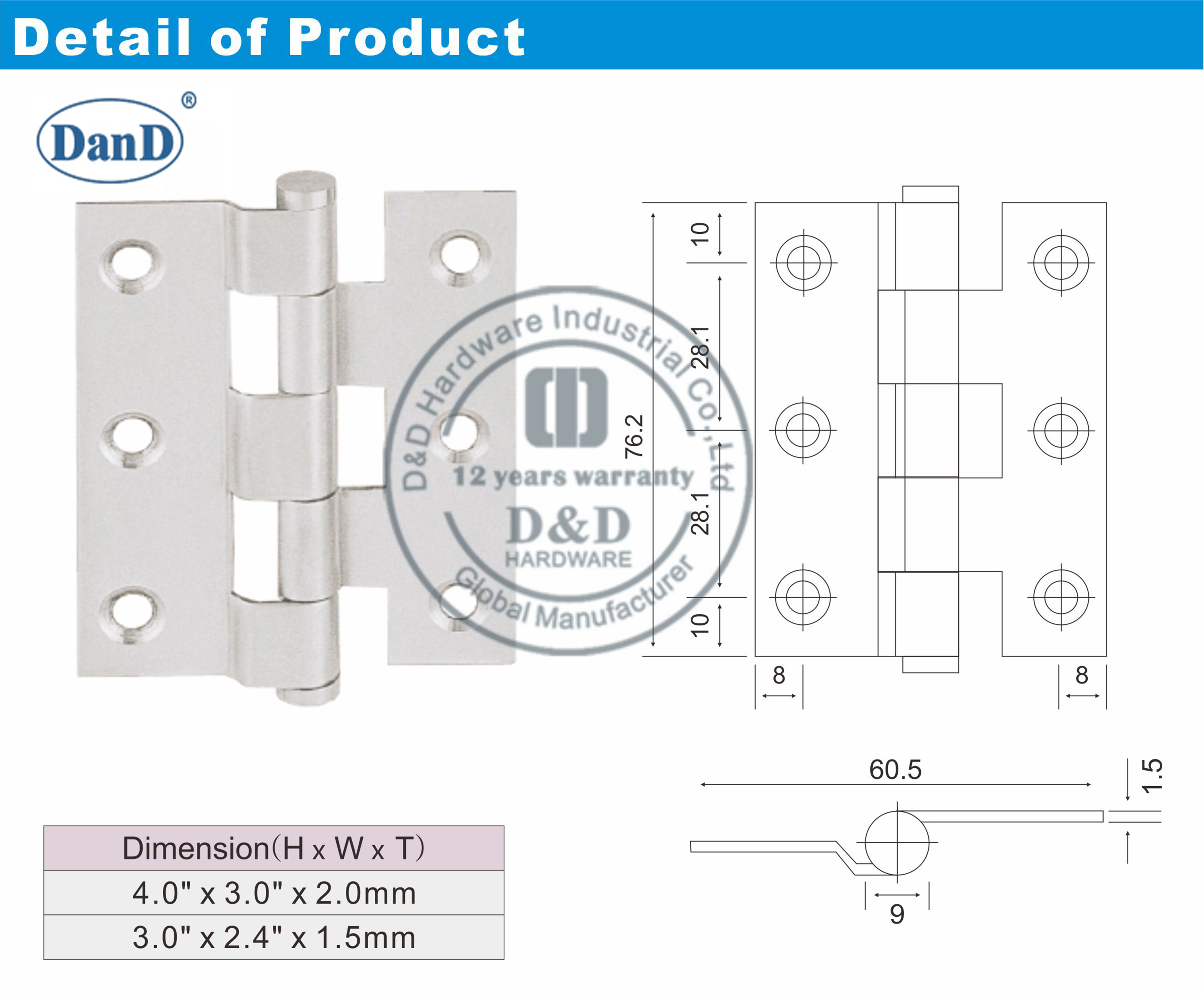 Stainless Steel Crank Hinge-D and D Hardware