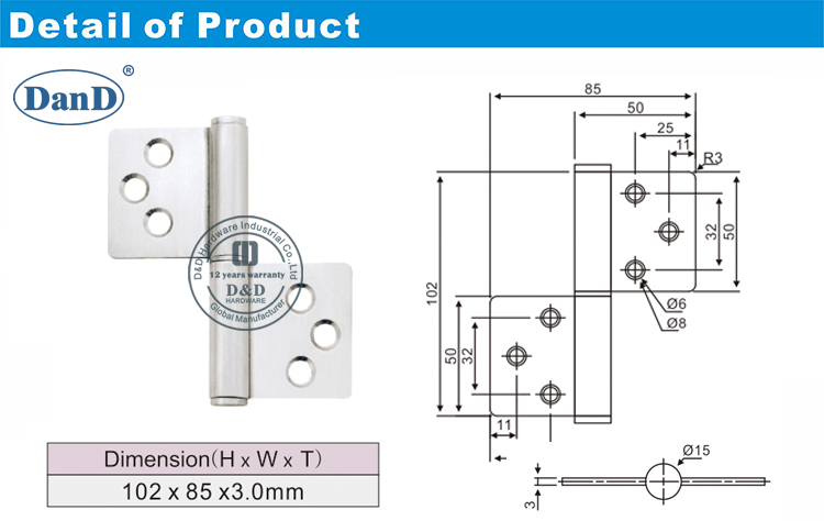 Stainless Steel Flag Hinge-D and D Hardware