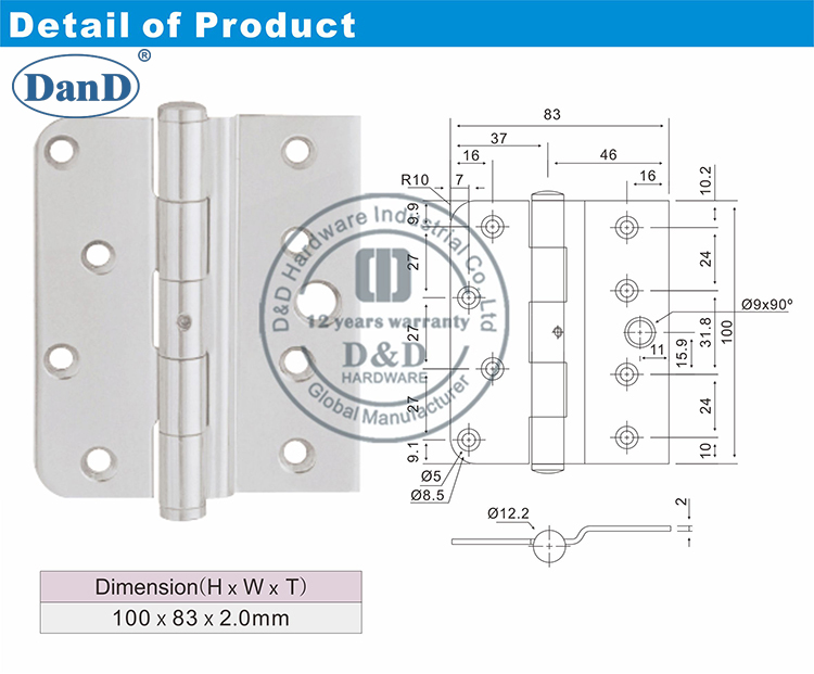 Stainless Steel Crank Door Hinge-D and D Hardware