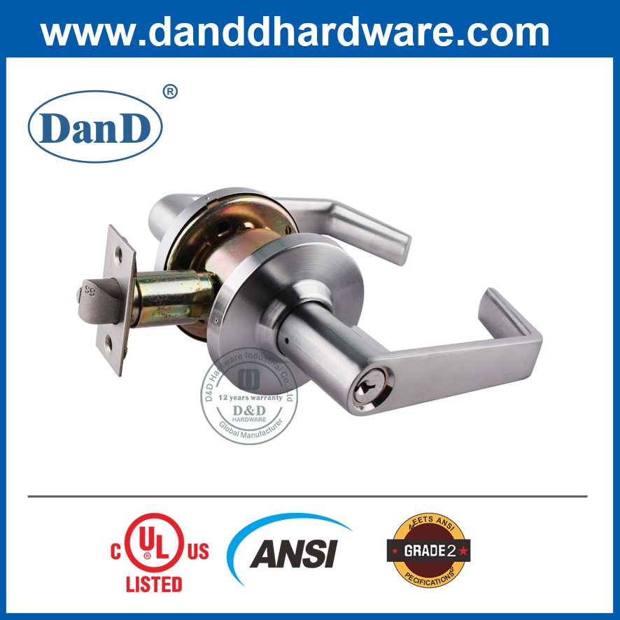 ANSI Grade 2 Zinc Alloy External Door Lever Tubular Lockset-DDLK011