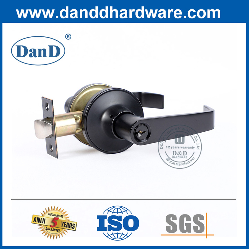Matt Black Zinc Alloy Wooden Door Cylinder Lever Lockset-DDLK085