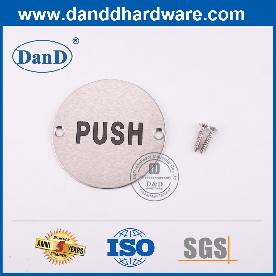 Silver Stainless Steel Round Type Push Plate for Front Door- DDSP009-B