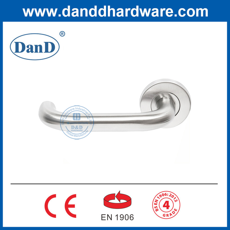 Silver Satin Stainless Steel Entry Door Handles with EN1906 Grade 4